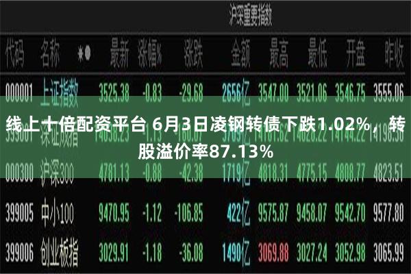 线上十倍配资平台 6月3日凌钢转债下跌1.02%,转股溢价率87.13%