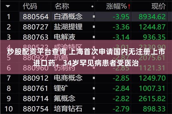 炒股配资平台查询 上海首次申请国内无注册上市进口药,34岁罕见病患者受医治