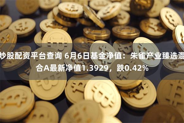 炒股配资平台查询 6月6日基金净值：朱雀产业臻选混合A最新净值1.3929，跌0.42%