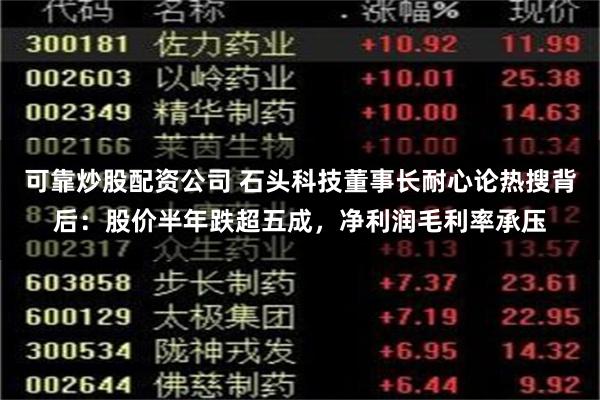 可靠炒股配资公司 石头科技董事长耐心论热搜背后:股价半年跌超五成,净利润毛利率承压