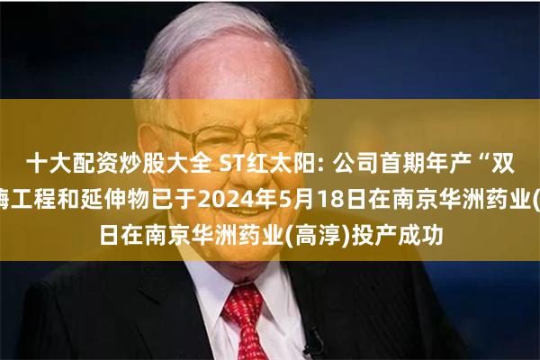 十大配资炒股大全 ST红太阳: 公司首期年产“双万吨级”