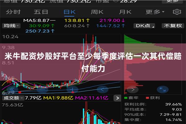 米牛配资炒股好平台至少每季度评估一次其代偿赔付能力